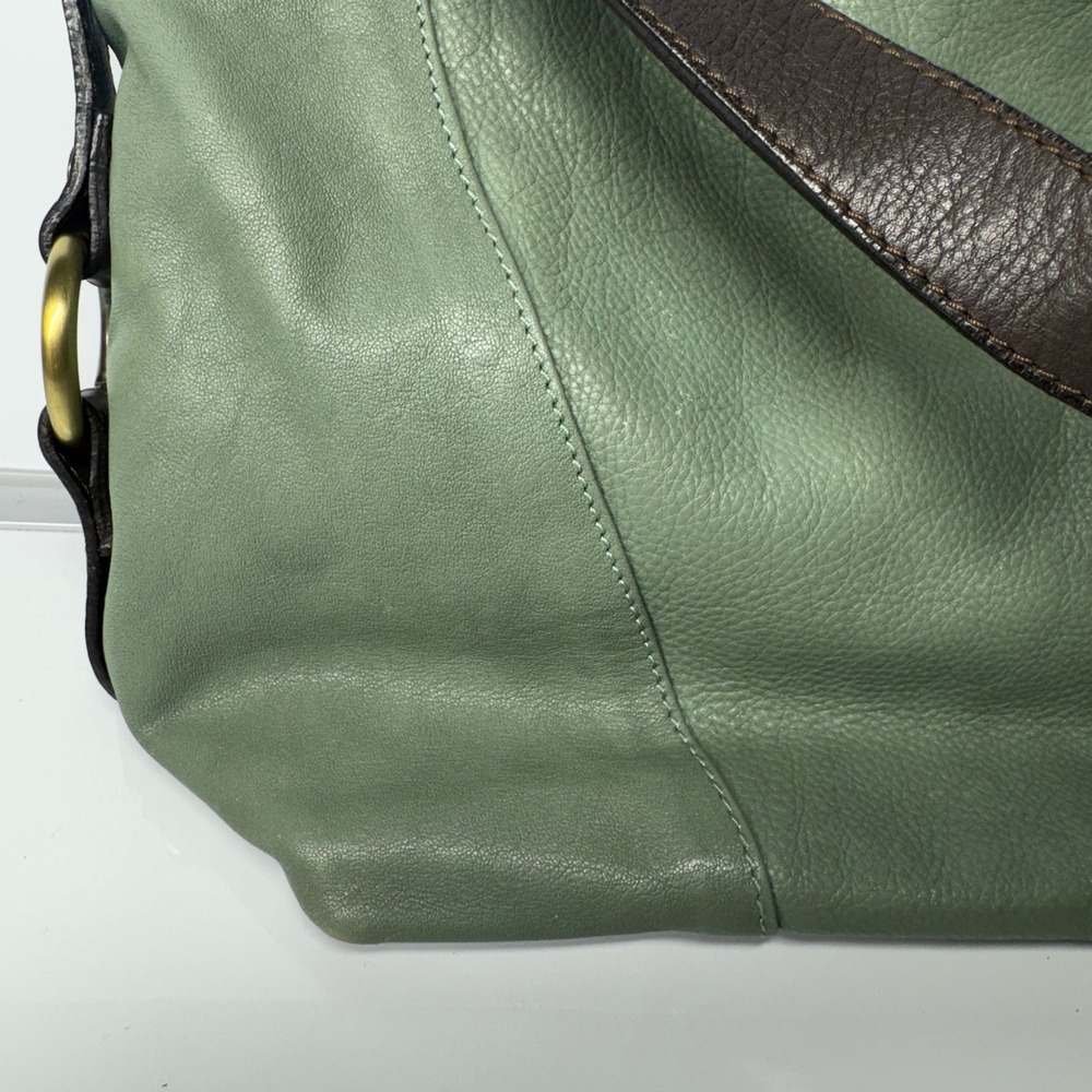 Sundance Made in Italy Leather Shoulder Bag Sage Green Hobo Style - Picture 3 of 16